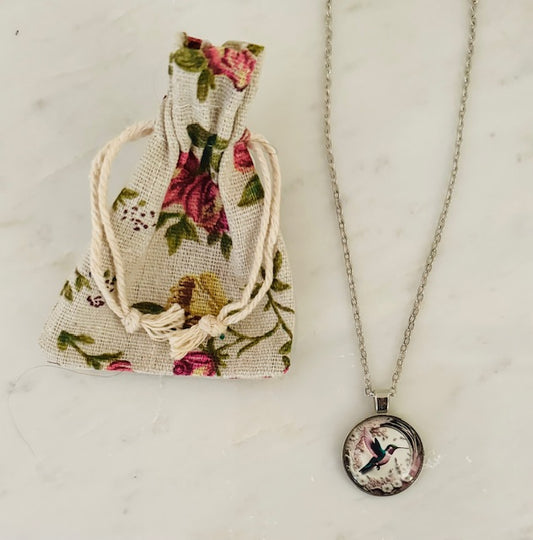 Colorful Hummingbird Photo Pendant Necklace