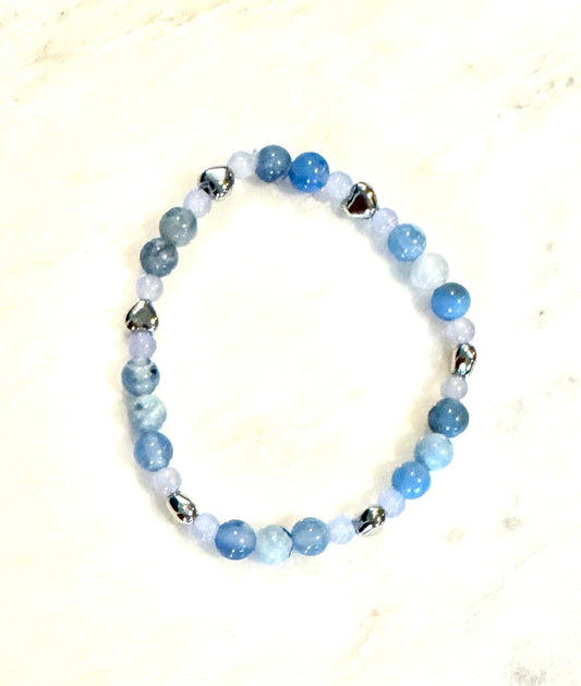 Aquamarine, White Opal Bracelet