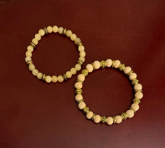 Calcite Bracelet and Wood Beads Bracelet